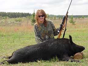 Justin's mom Jamie with her Boggy Creek hog