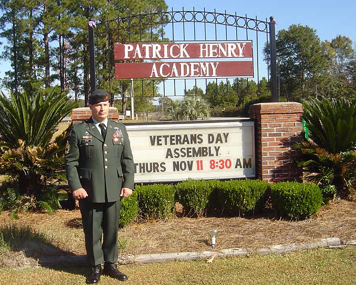 Patrick Henry's special Veteran's Day guest Ssgt. Greg Stube 