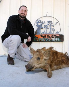 Gary with his red Boggy Creek sow