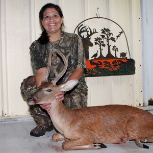 Kimberly with her first buck. Congratulations!