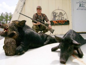 T.J. with his two lowcountry hogs